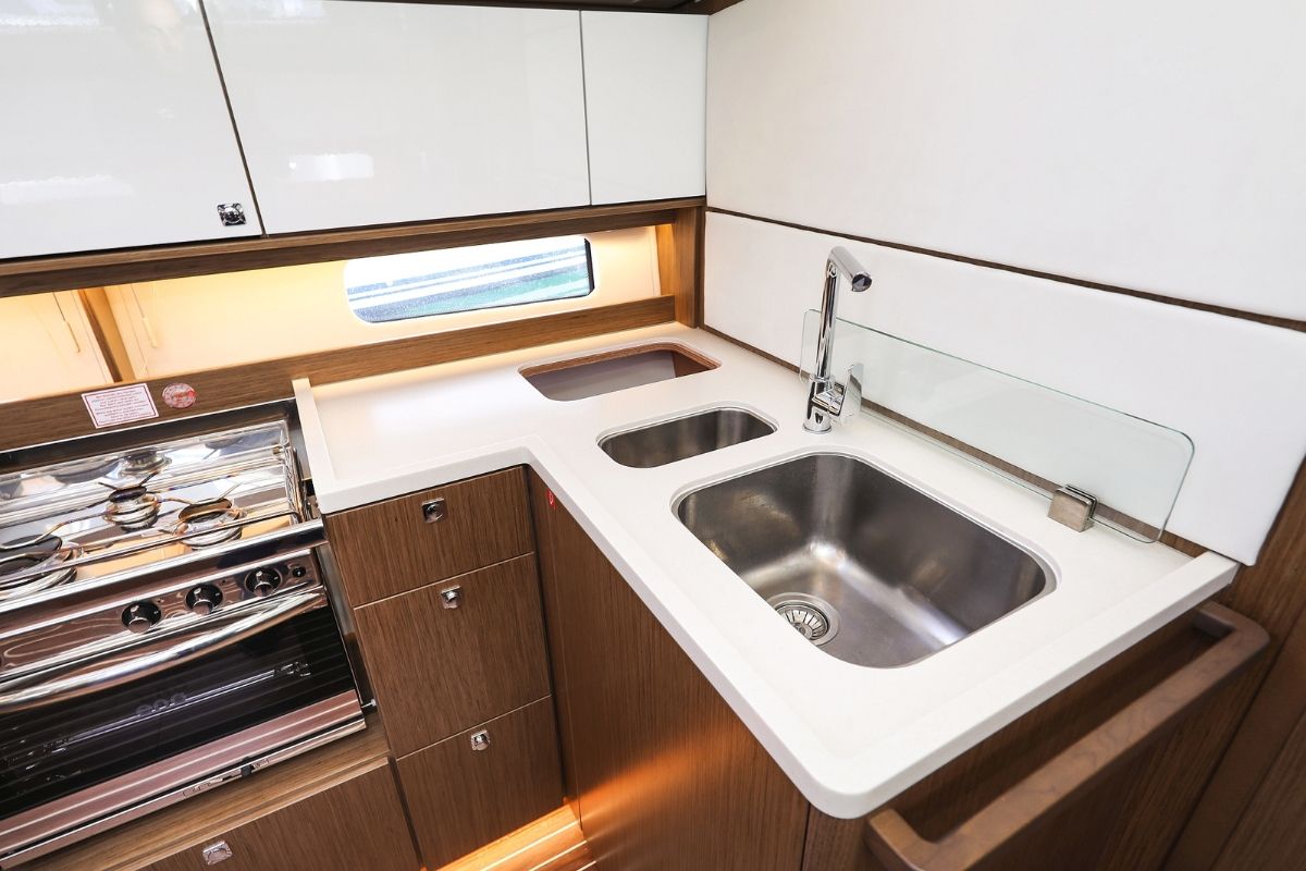 Galley of Lana, a Bavaria C46 sailboat at Grad Biograd na Moru, Croatia