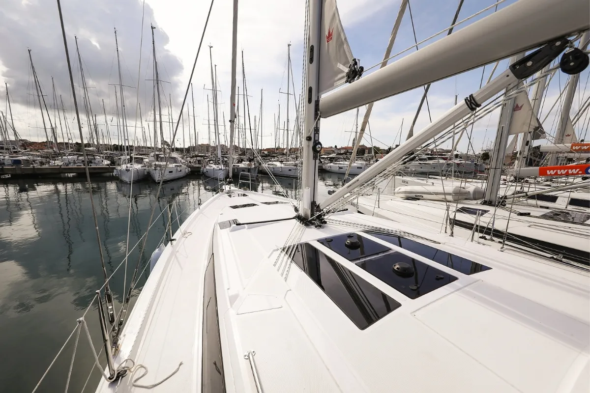 Exterior view of Lana, a Bavaria C46 sailboat at Grad Biograd na Moru, Croatia