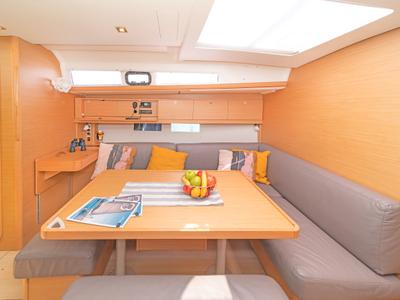 Salon of Dream Weaver, a Dufour 460 Grand Large sailboat at Municipal Unit of Lefkada, Greece
