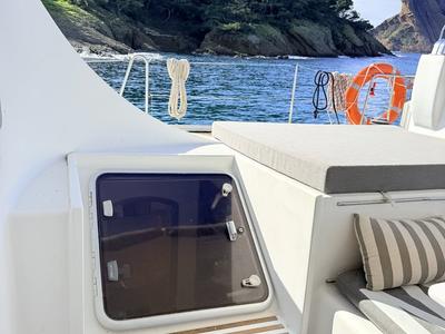 Salon of Sabine, a Lagoon 570 catamaran at La Ciotat, France