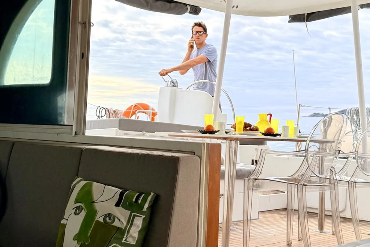 Deck of Sabine, a Lagoon 570 catamaran at La Ciotat, France