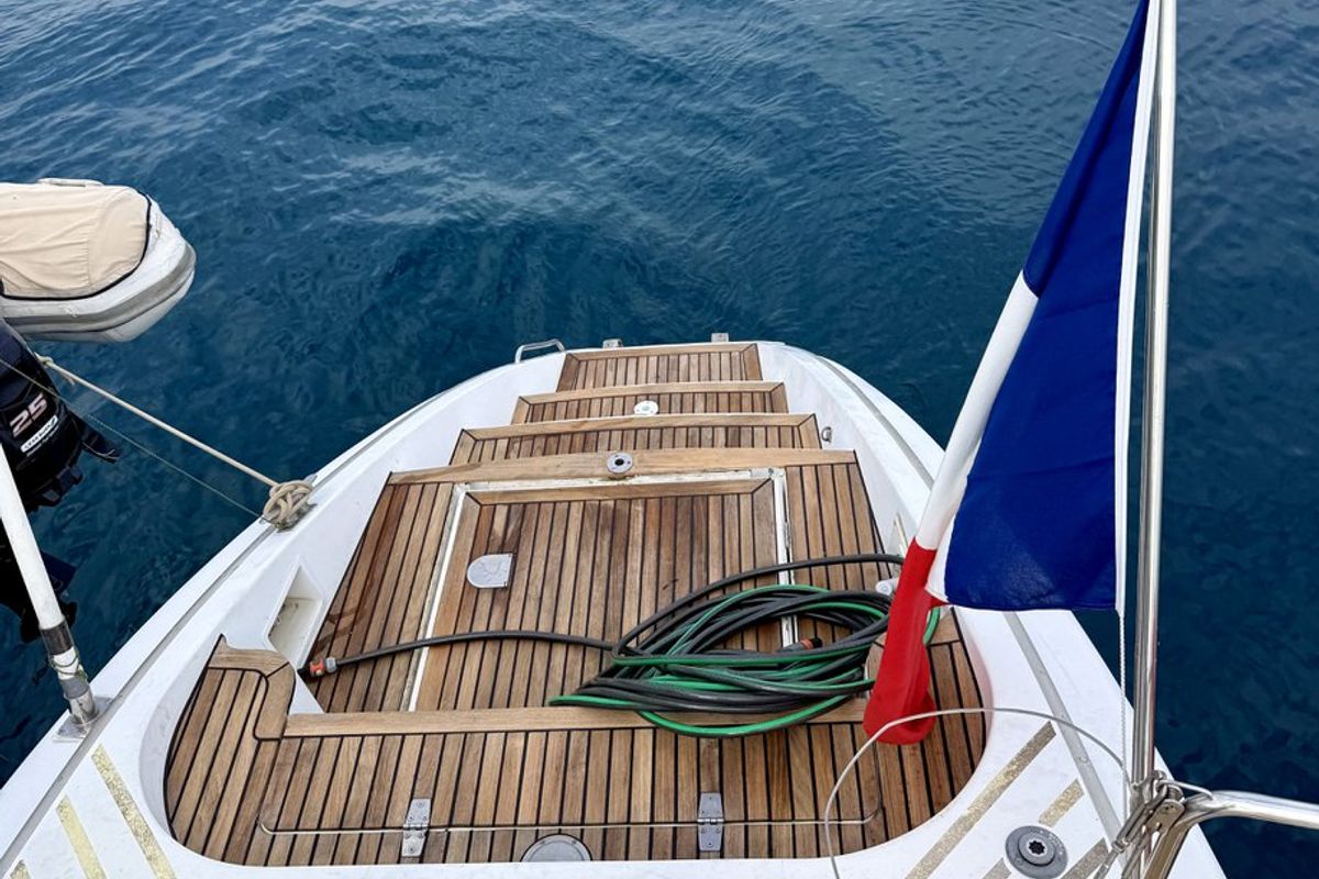 Deck of Sabine, a Lagoon 570 catamaran at La Ciotat, France
