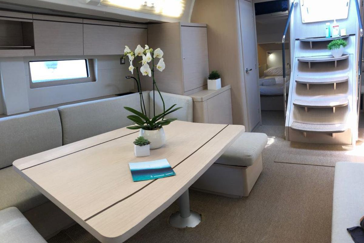 Salon of Demilia Star, a Beneteau Oceanis 51.1 sailboat at Athens, Greece