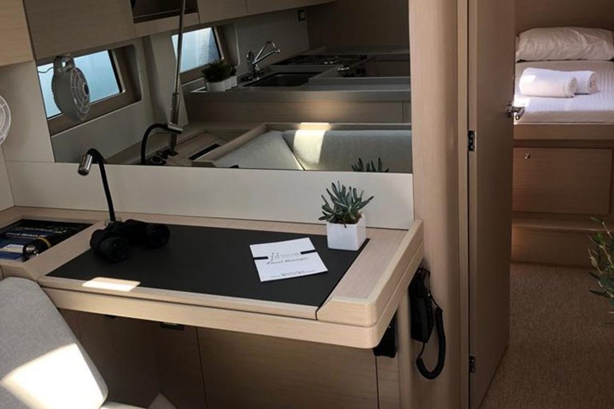 Salon of Demilia Star, a Beneteau Oceanis 51.1 sailboat at Athens, Greece