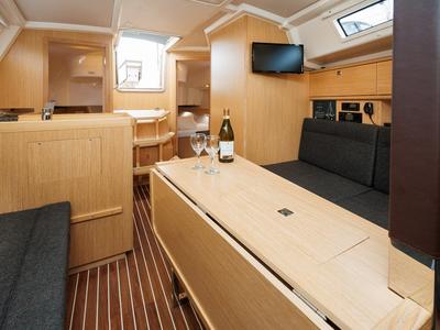 Cabin on Roko, a Bavaria Cruiser 34 Style sailboat at Zadar, Croatia