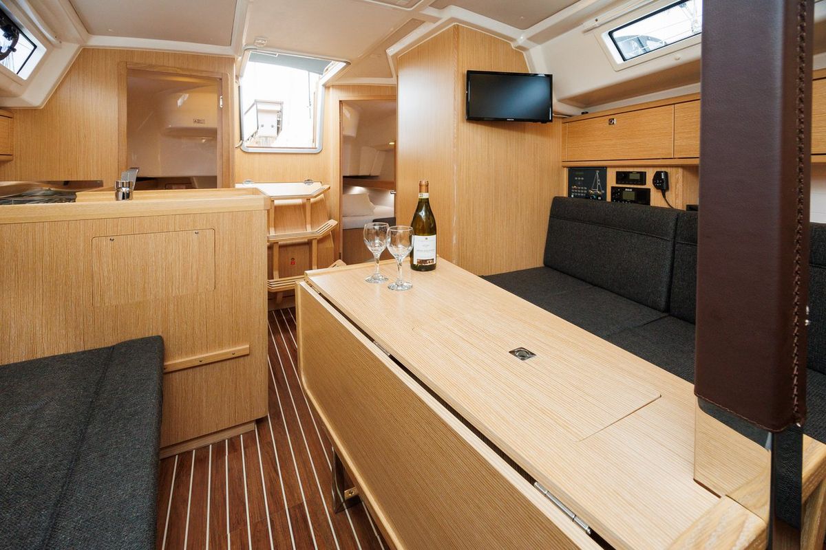 Cabin on Roko, a Bavaria Cruiser 34 Style sailboat at Zadar, Croatia