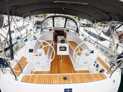 Salon of Roko, a Bavaria Cruiser 34 Style sailboat at Zadar, Croatia