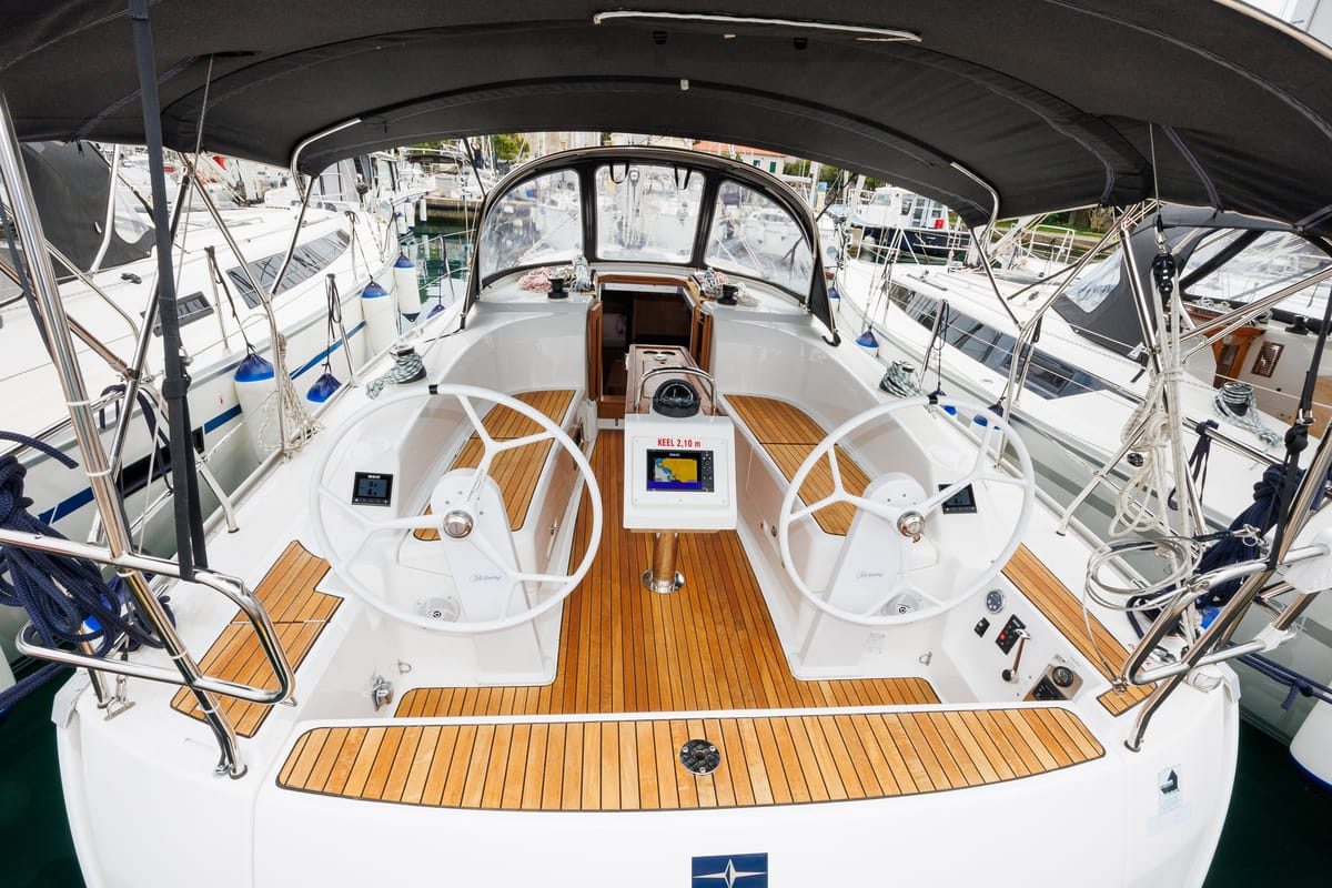Salon of Roko, a Bavaria Cruiser 34 Style sailboat at Zadar, Croatia