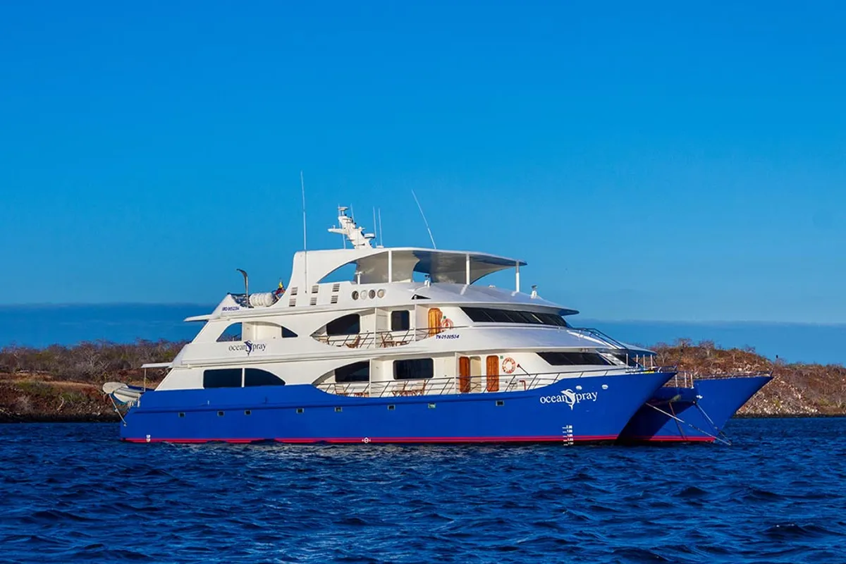 Exterior view of Ocean Spray - Cabin 5, a Gulet Power Catamaran catamaran at Baltra, Ecuador