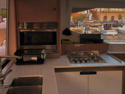 Galley of Kebitree, a Fountaine Pajot Isla 40 catamaran at Municipal Unit of Palairos, Greece