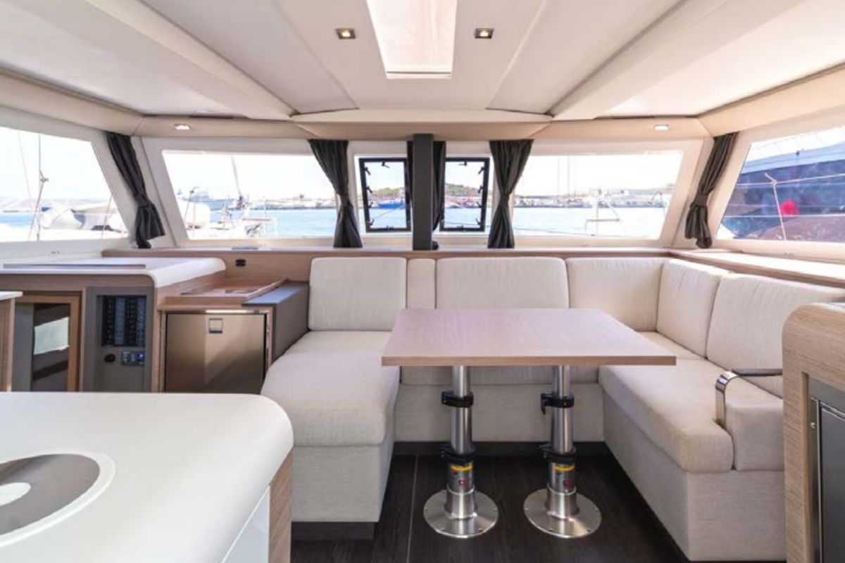 Salon of Kebitree, a Fountaine Pajot Isla 40 catamaran at Municipal Unit of Palairos, Greece