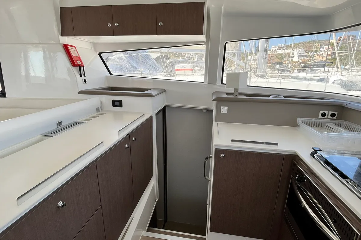 Galley of Micha, a Bali 4.1 - 4 + 2 cab.* catamaran at Lavreotiki Municipal Unit, Greece