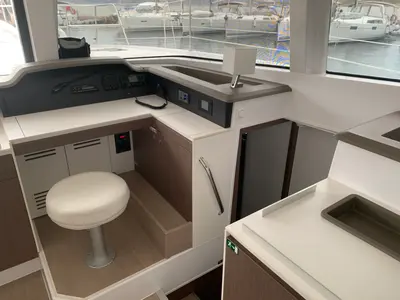 Cockpit of Micha, a Bali 4.1 - 4 + 2 cab.* catamaran at Lavreotiki Municipal Unit, Greece