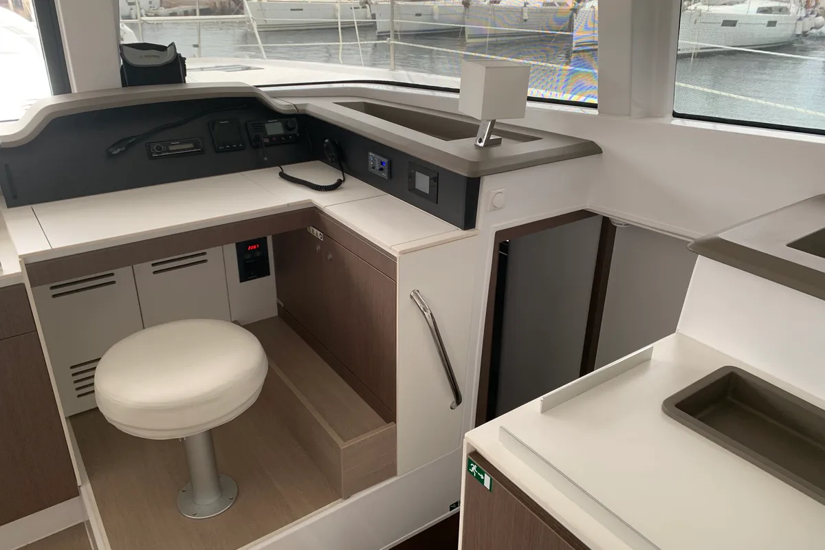 Cockpit of Micha, a Bali 4.1 - 4 + 2 cab.* catamaran at Lavreotiki Municipal Unit, Greece