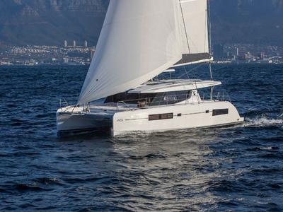Salon of Moorings 4500L/10 Exclusive, a Leopard 45 catamaran at Piraeus, Greece