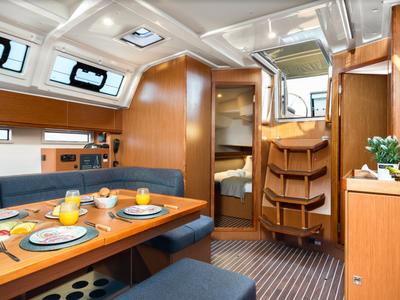 Salon of Dolce Vita, a Bavaria Cruiser 46 sailboat at Gouvia, Greece