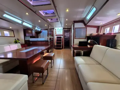 Salon of Sailing Freedom, a Hanse Yachts Hanse 630e sailboat at Puerto Lindo, Panama