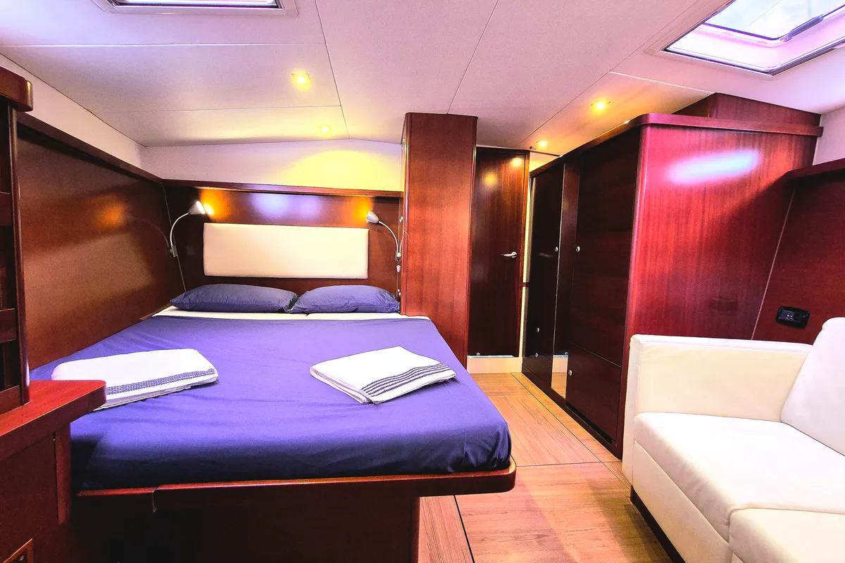Cabin on Sailing Freedom, a Hanse Yachts Hanse 630e sailboat at Puerto Lindo, Panama