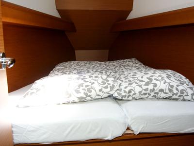 Cabin on Sissi, a Jeanneau Sun Odyssey 389 sailboat at Punat, Croatia