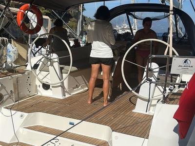 Cockpit of Simba, a Bavaria Cruiser 46 sailboat at Fethiye, Turkey