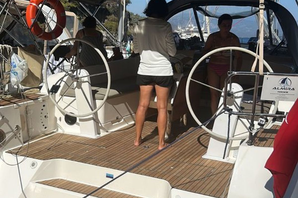 Cockpit of Simba, a Bavaria Cruiser 46 sailboat at Fethiye, Turkey