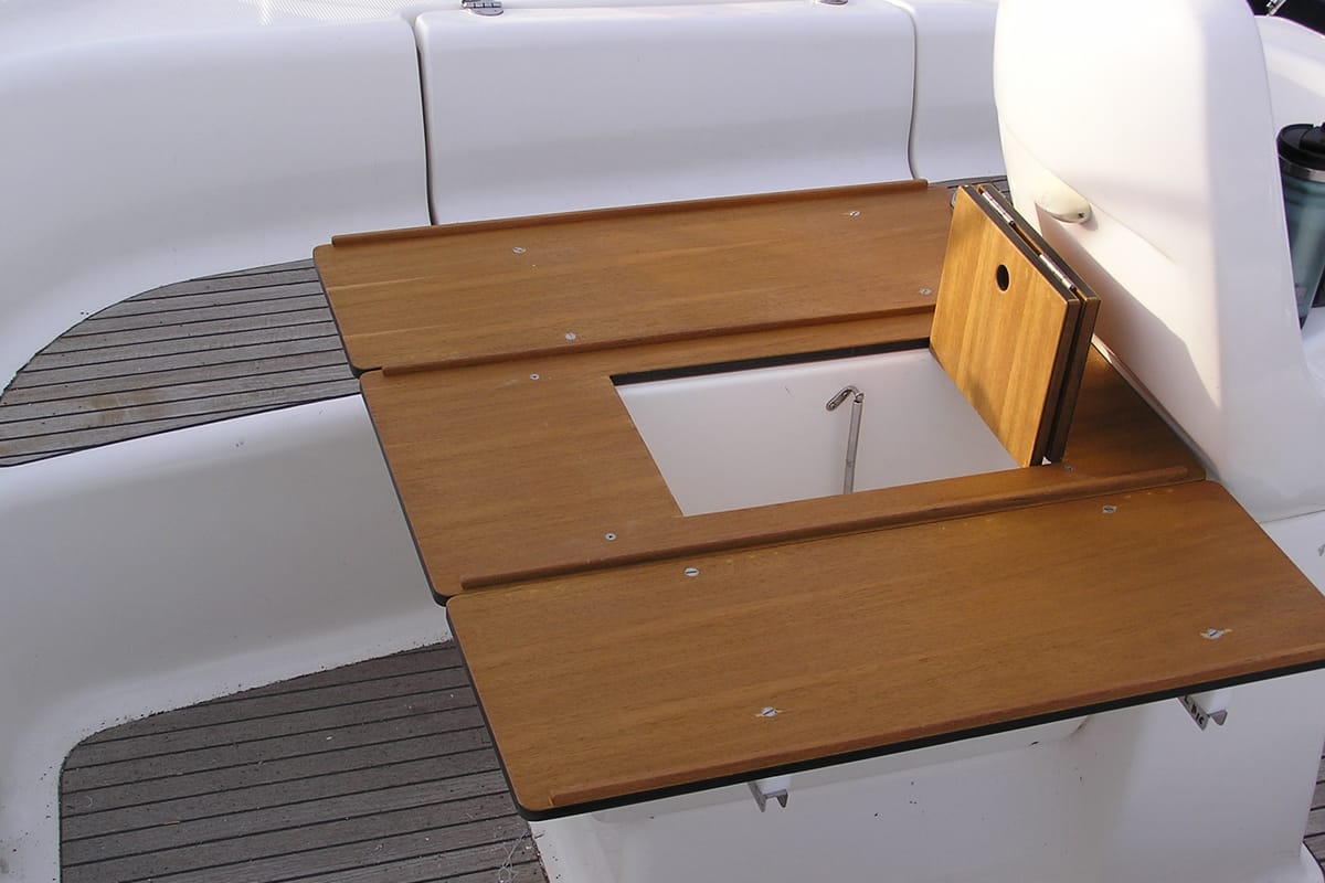 Deck of Julia, a Bavaria 39 Cruiser sailboat at Municipal Unit of Lefkada, Greece