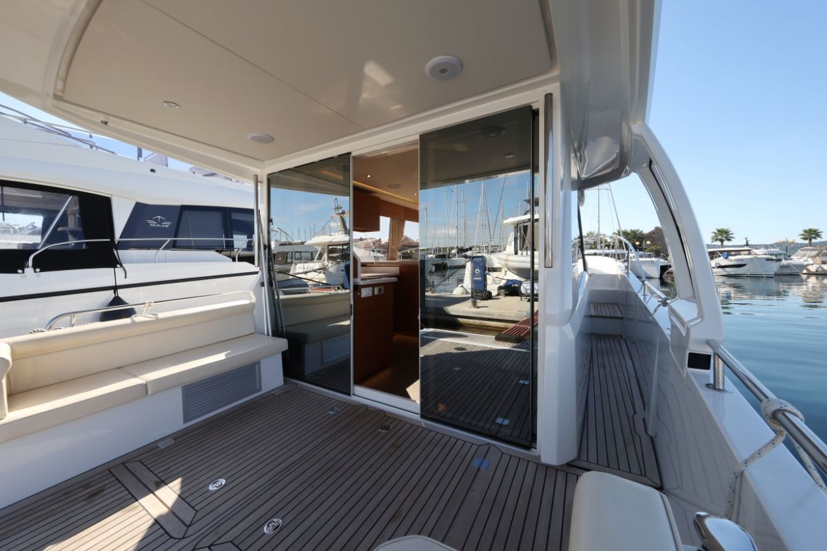 Deck of Vita Bella, a Greenline 39 yacht at Grad Biograd na Moru, Croatia