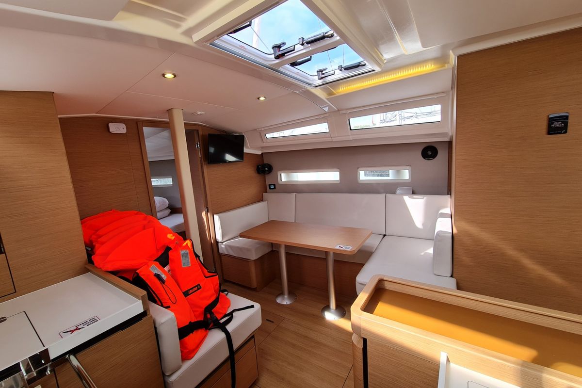 Salon of Rea, a Jeanneau Sun Odyssey 410 sailboat at Grad Biograd na Moru, Croatia
