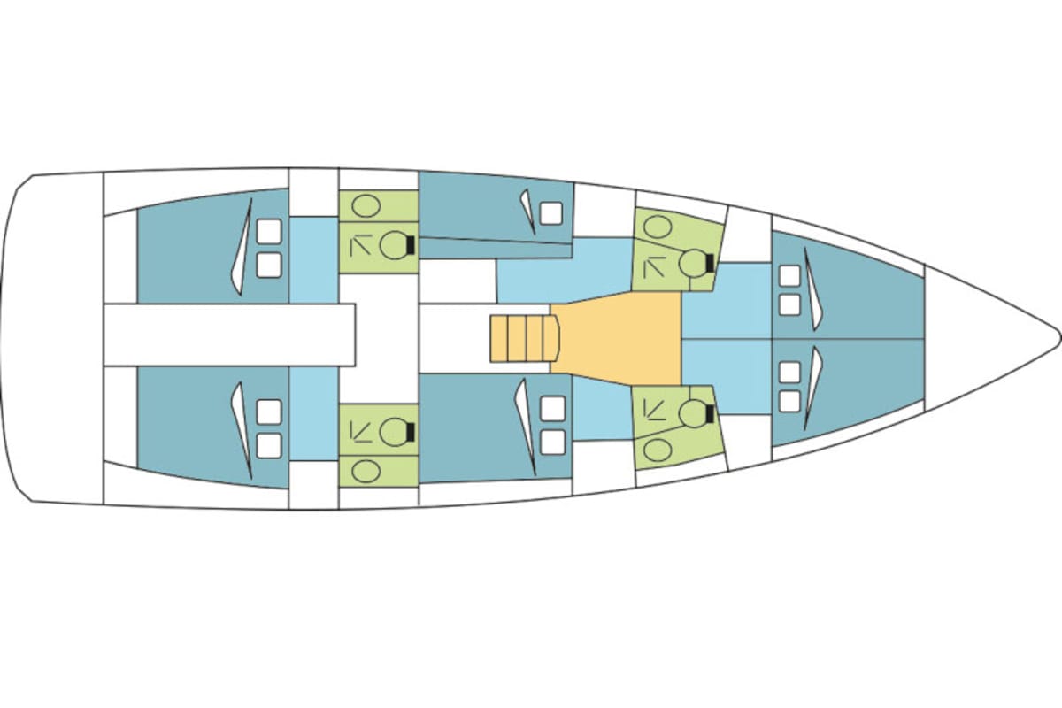 Floor plan of New Horizons, a Jeanneau Sun Loft 47 sailboat at Radovići, Montenegro
