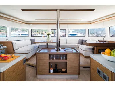 Salon of Badi, a Lagoon 50 catamaran at Grad Kaštela, Croatia