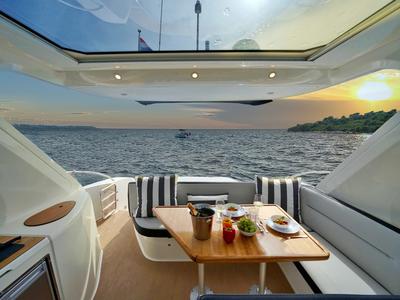 Galley of Paluma, a Bavaria Sport 44 motorboat at Općina Sukošan, Croatia