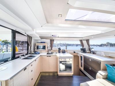 Galley of La Bella Vita, a Fountaine Pajot Tanna 47 Maestro catamaran at Road Town, British Virgin Islands