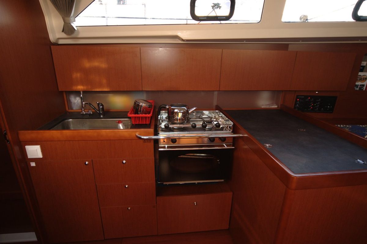 Galley of Dragut S, a Beneteau Oceanis 41.1 sailboat at Bodrum, Turkey