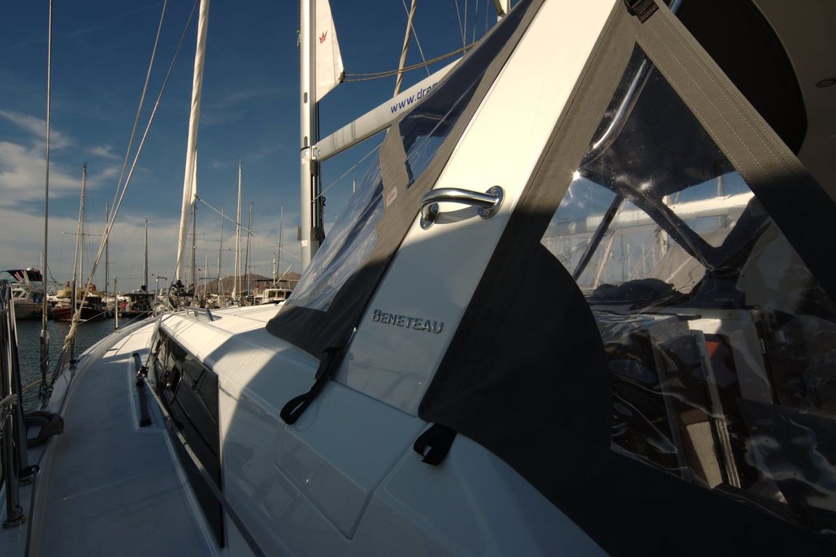 Deck of Dragut S, a Beneteau Oceanis 41.1 sailboat at Bodrum, Turkey
