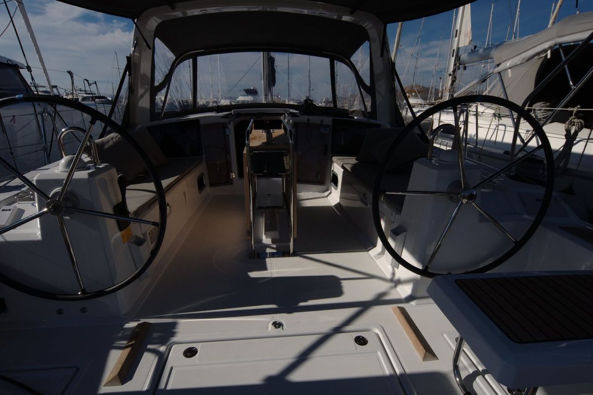 Cockpit of Dragut S, a Beneteau Oceanis 41.1 sailboat at Bodrum, Turkey