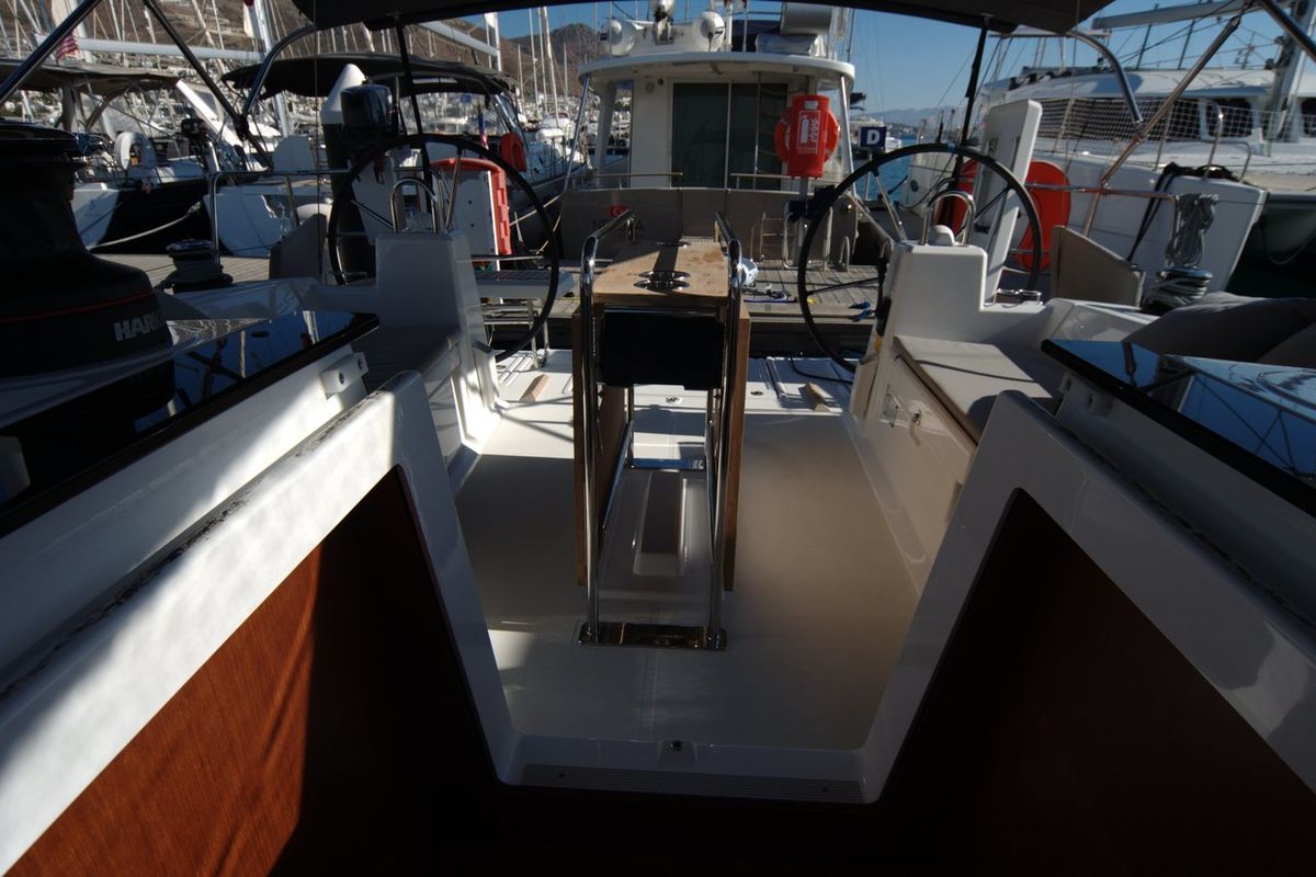 Cockpit of Dragut S, a Beneteau Oceanis 41.1 sailboat at Bodrum, Turkey