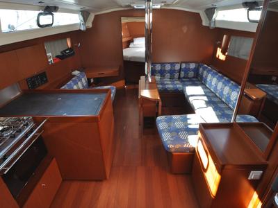 Salon of Dragut S, a Beneteau Oceanis 41.1 sailboat at Bodrum, Turkey