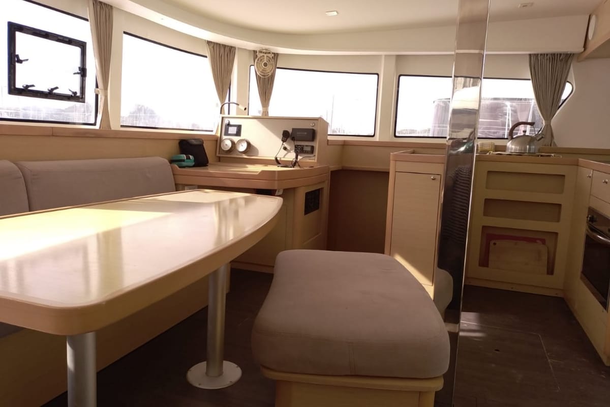 Salon of Martine, a Lagoon 42 catamaran at Alameda, United States