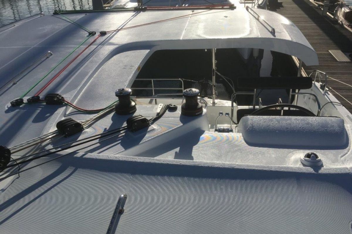 Deck of Martine, a Lagoon 42 catamaran at Alameda, United States