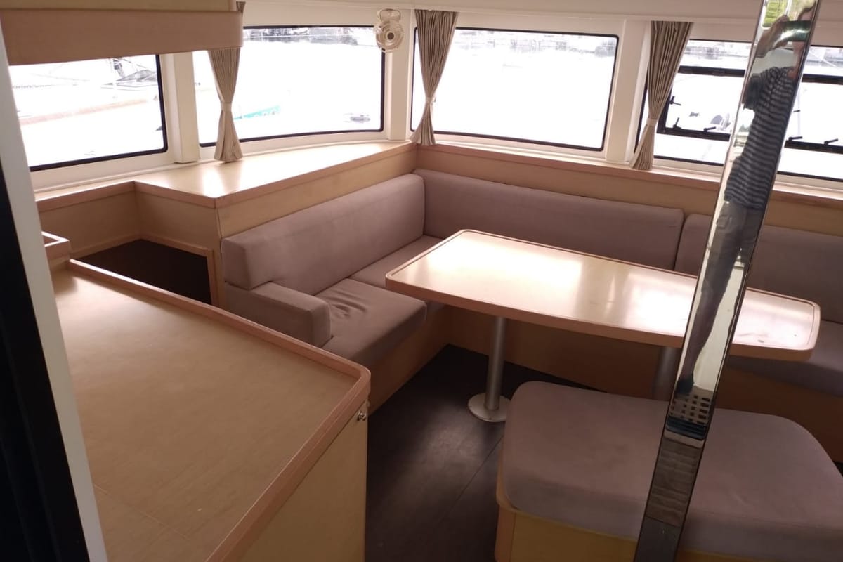 Salon of Martine, a Lagoon 42 catamaran at Alameda, United States