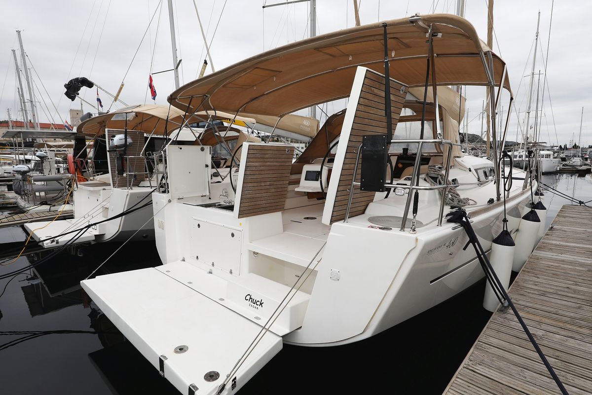 Exterior view of Chuck, a Dufour 460 GL sailboat at Grad Vodice, Croatia