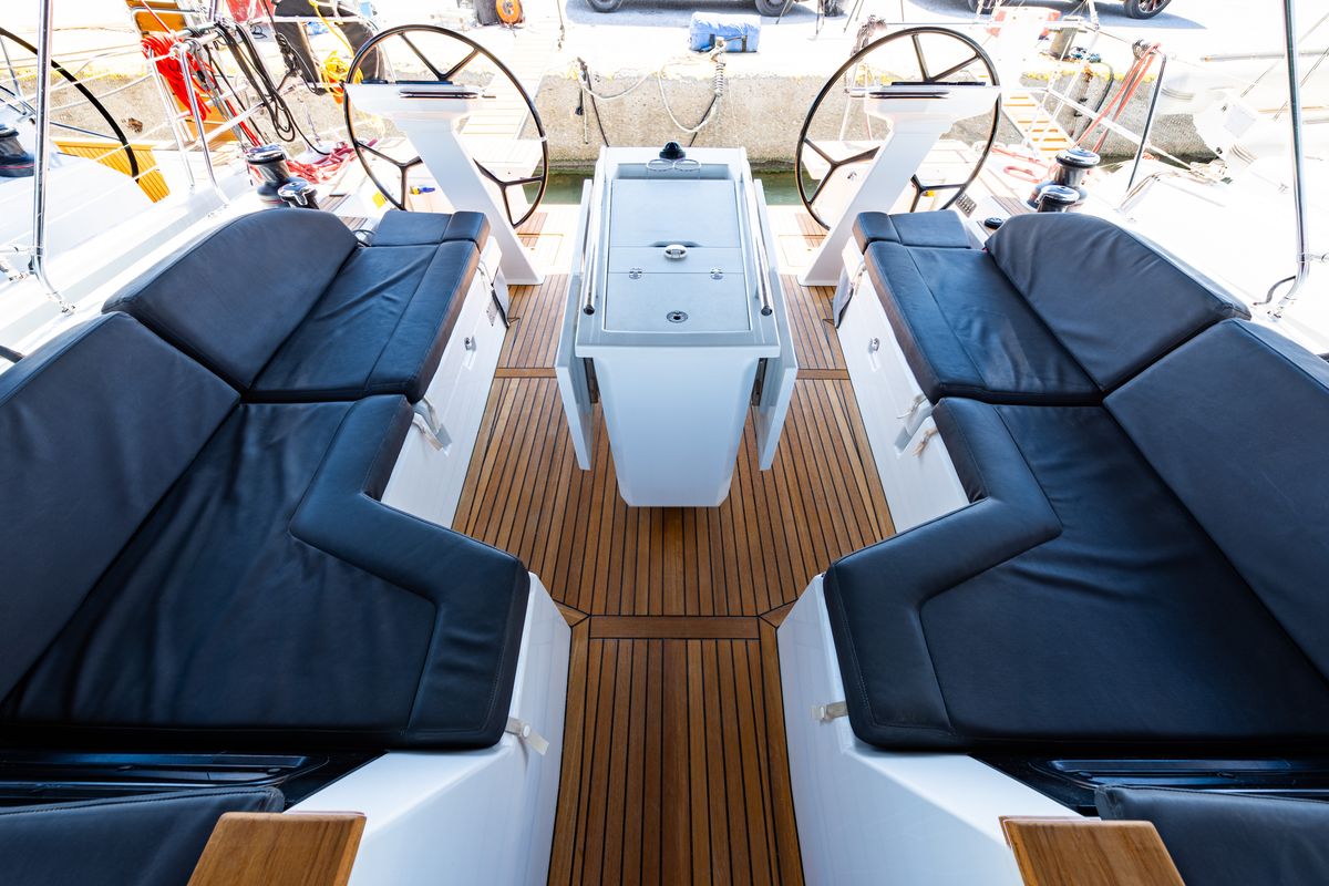 Deck of Atman, a Beneteau Oceanis 51.1 sailboat at Municipal Unit of Lefkada, Greece