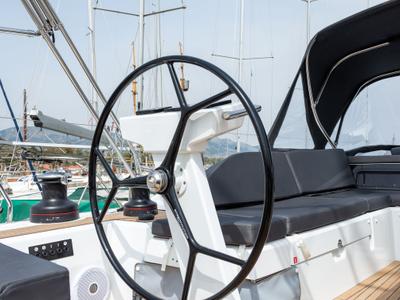 Cockpit of Atman, a Beneteau Oceanis 51.1 sailboat at Municipal Unit of Lefkada, Greece