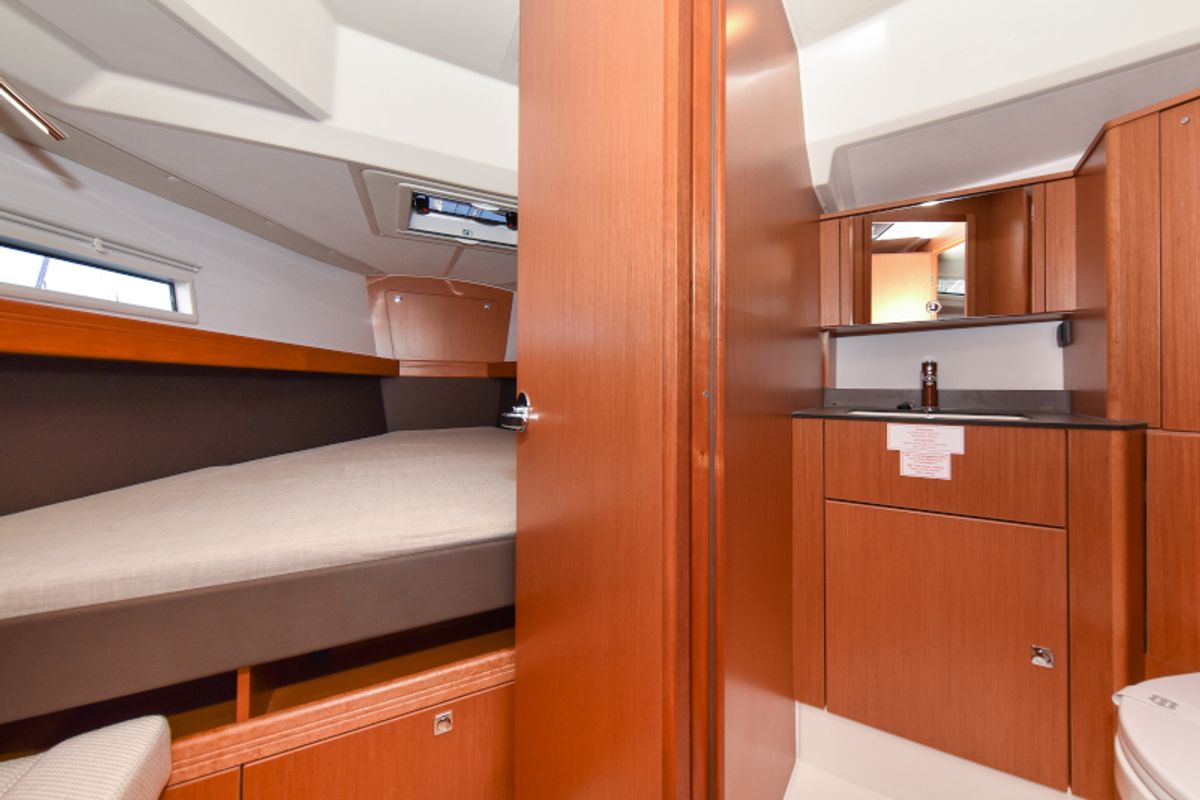 Cabin on Nixie, a Bavaria Cruiser 41 sailboat at Zadar, Croatia