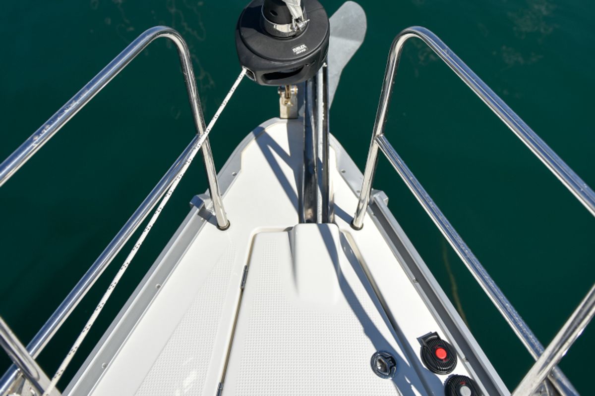 Deck of Nixie, a Bavaria Cruiser 41 sailboat at Zadar, Croatia