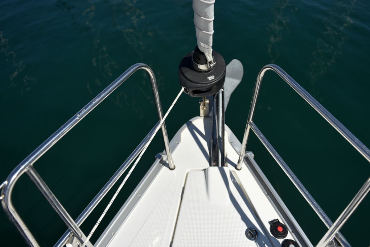 Exterior view of Nixie, a Bavaria Cruiser 41 sailboat at Zadar, Croatia