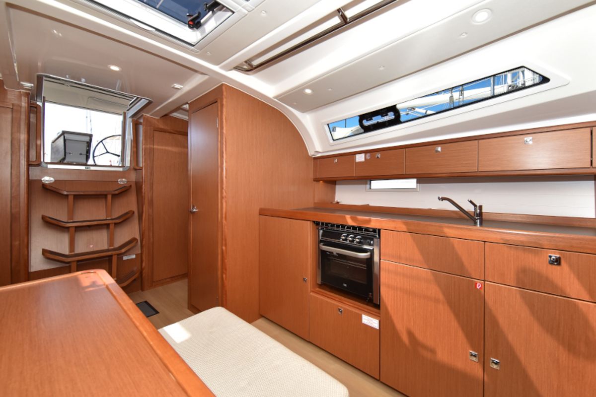 Galley of Nixie, a Bavaria Cruiser 41 sailboat at Zadar, Croatia