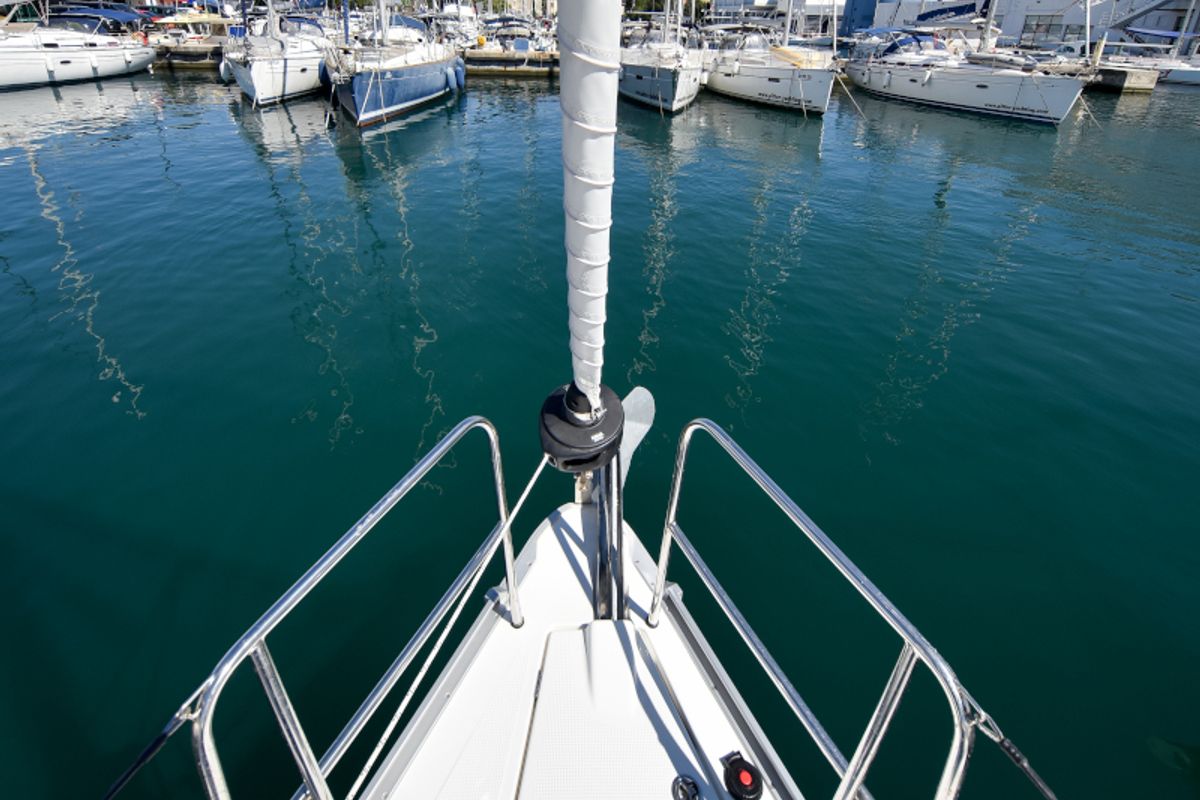 Exterior view of Nixie, a Bavaria Cruiser 41 sailboat at Zadar, Croatia