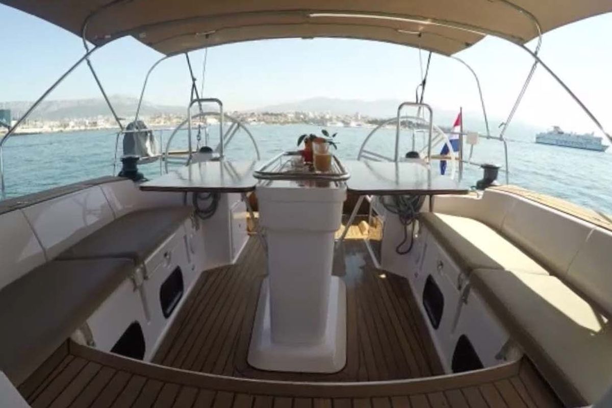 Deck of P & B, a Elan Impression 50 sailboat at Split, Croatia