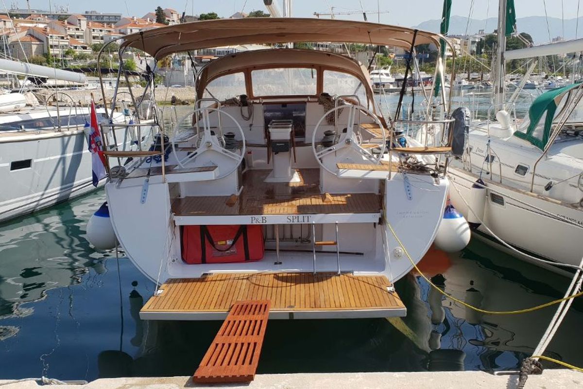 Exterior view of P & B, a Elan Impression 50 sailboat at Split, Croatia